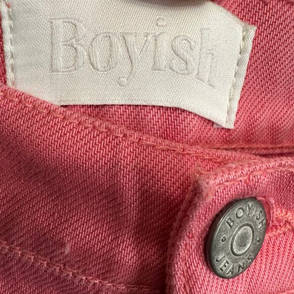 BOYISH The Charley Wide Leg in Pretty in Pink Coral Jeans High Rise Sz 27 New - Picture 9 of 13
